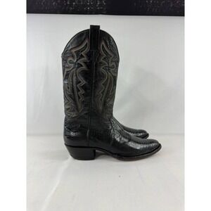 Vintage Panhandle Slim Men's 9.5D Black Lizard Leather Cowboy Boots Mexico